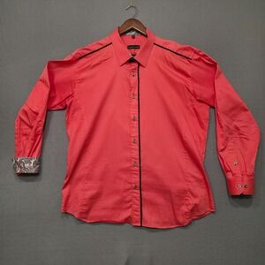 Jared Lang Men's Pink Long Sleeve‎ Button Up Flip Cuff Shirt Size 2XL